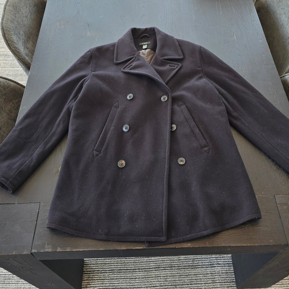 J.Crew Mens Wool Thinsulate Pea Coat Navy Blue Style 65263 Medium FA04
